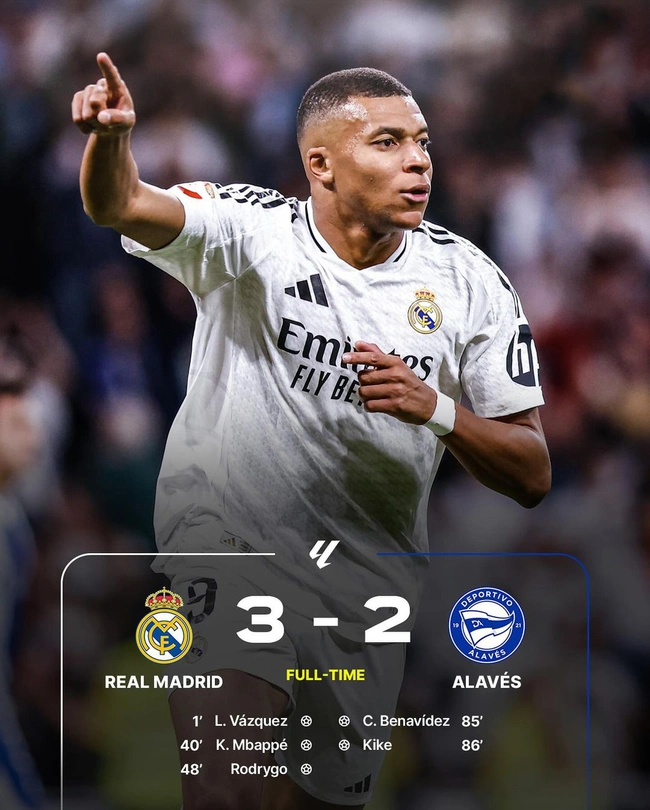 Mbappe ghi bàn giúp Real Madrid thắng 3-2, tiếp tục bám đuổi Barca ở La Liga  - Ảnh 2.